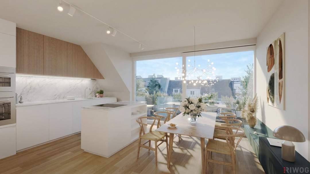 ERSTBEZUG NACH ERRICHTUNG | DG-Wohnung mit 3 Zimmern &amp; Terrasse in Hofruhelage | Klima &amp; Luftwärmepumpe