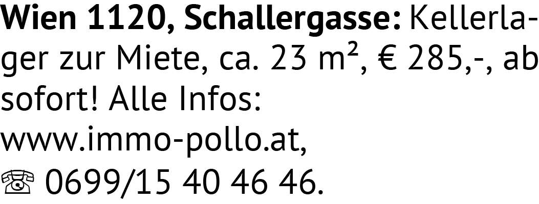 Wien 1120, Schallergasse: Kellerlager