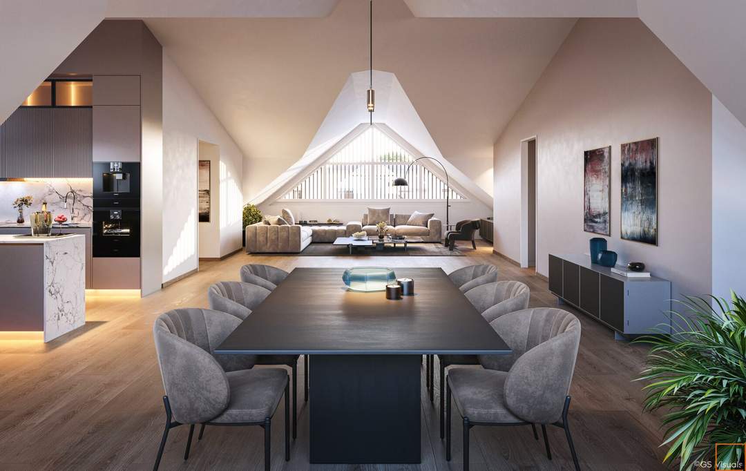 KnödelWilla: Einmaliges Penthouse mit charmanten, architektonischen Details