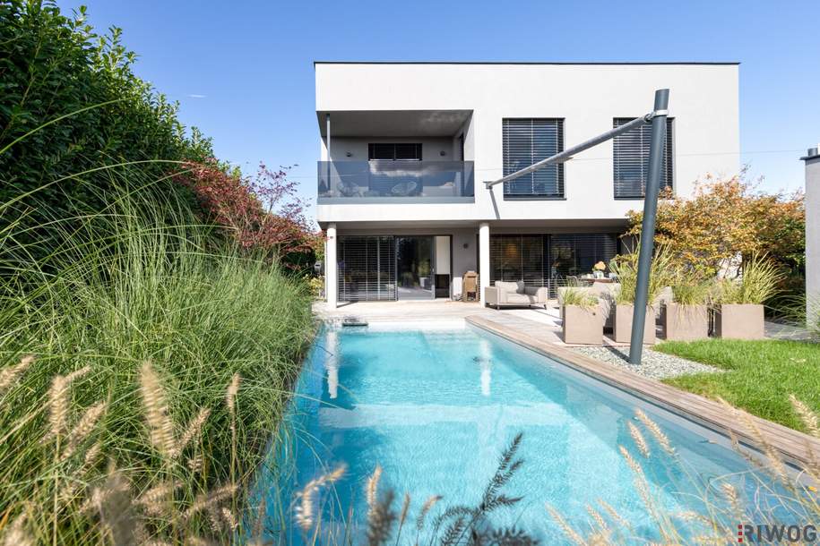 Luxus Designerhaus mit Pool &amp; Doppelgarage | Sauna &amp; Einbauküche | kein Einfluggebiet vom Flughafen | Luftwärmepumpe &amp; Klimavorbereitung, Haus-kauf, 950.000,€, 2320 Bruck an der Leitha