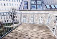 WASAGASSE, FERNBLICK, sonniges 92 m2 Dachgeschoß mit 6 m2 Balkon, 3 Zimmer, Wohnküche, 2 Bäder, Parketten, Hofruhelage