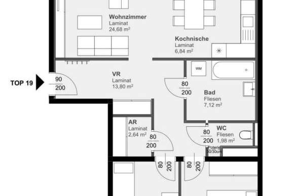 Top geschnnitten | 3 separate Zimmer mit Loggia, Wohnung-miete, 962,14,€, 8020 Graz(Stadt)