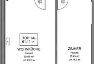 LORYSTRASSE, U3-Nähe, 61 m2 Neubau mit 45 m2 Terrasse, 2 Zimmer, Einbauküche, Wannenbad, Garage möglich, 3. Liftstock