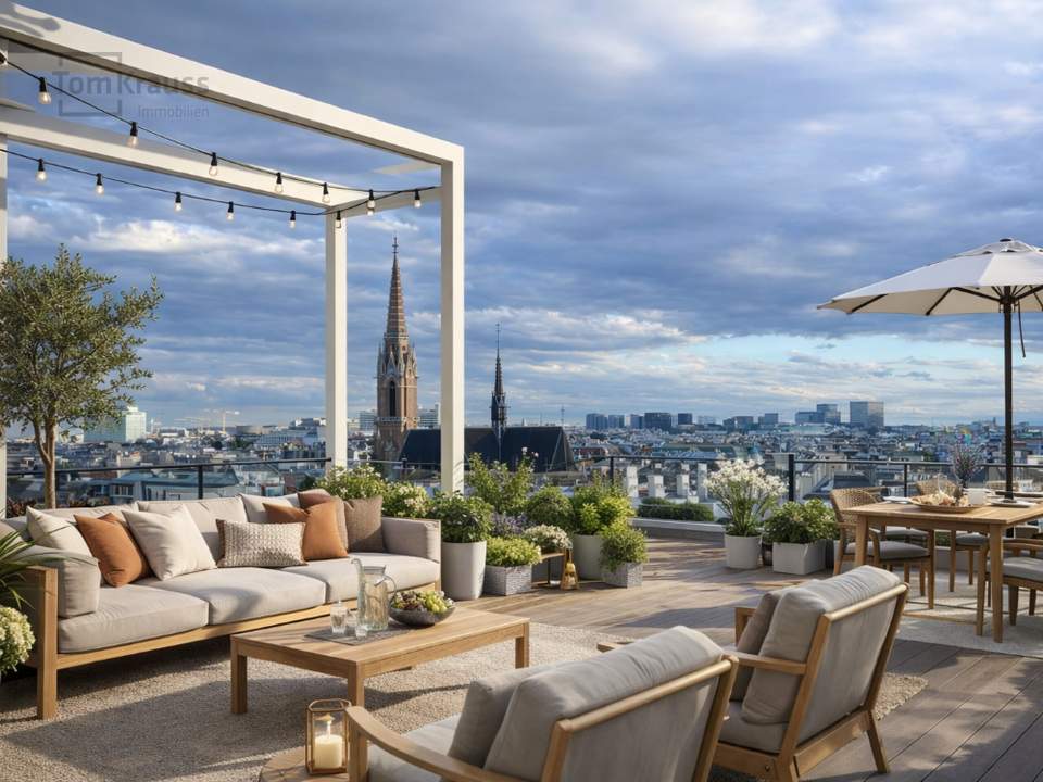 EIN PENTHOUSE DER EXTRAKLASSE – SKYLINE, POOL & ÜBER 100 M² FREIFLÄCHEN