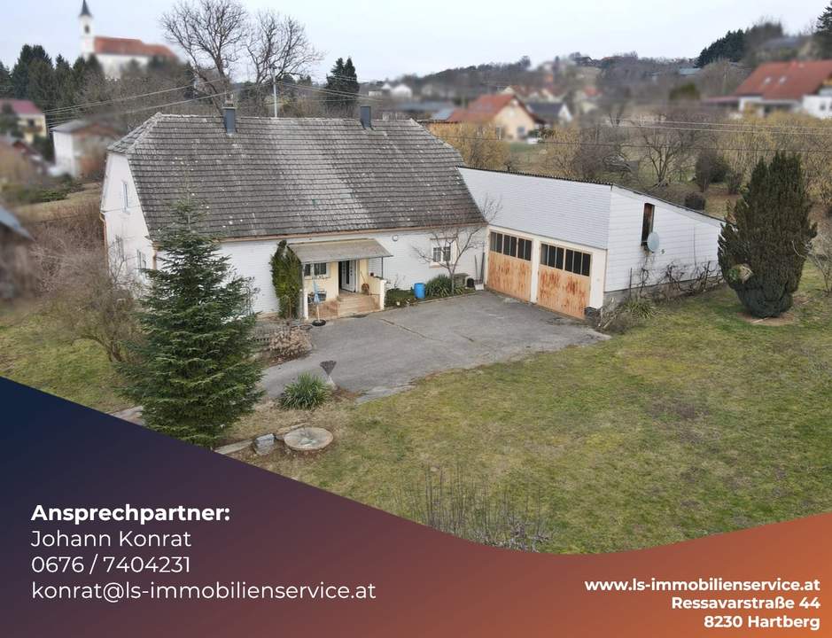 Großzügige Liegenschaft mit Wohnhaus, Halle und 2.427 m² Grund in Litzelsdorf