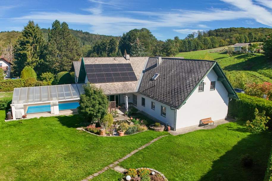 Sommer im eigenen Garten mit Pool, Kaminfeuer im Winter – ein Haus fürs ganze Jahr, Haus-kauf, 690.000,€, 3012 Sankt Pölten(Land)