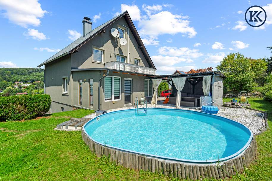 Vielseitiges Wohnhaus mit Garten, Pool &amp; Ausblick – Ruhelage in Eichgraben, Haus-kauf, 580.000,€, 3032 Sankt Pölten(Land)