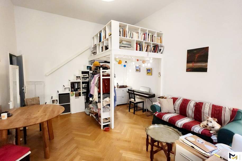 Unbefristete Loggia-Wohnung im 7. Bezirk mit Hochwertige maßgefertigtes Hochbett vom Tischler, Wohnung-miete, 886,78,€, 1070 Wien 7., Neubau