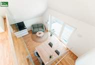 Traumhafte Erstbezugs-Maisonette mit Galerie, großer Terrasse und Weitblick nahe Kagraner Platz! Hochmoderne Ausstattung und Küche inkludiert. - WOHNTRAUM