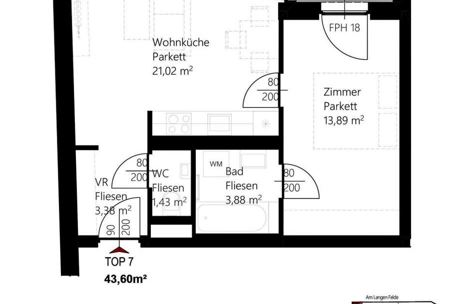 Am Langen Felde 52, 1220 Wien, Wohnung-miete, 829,00,€, 1220 Wien 22., Donaustadt