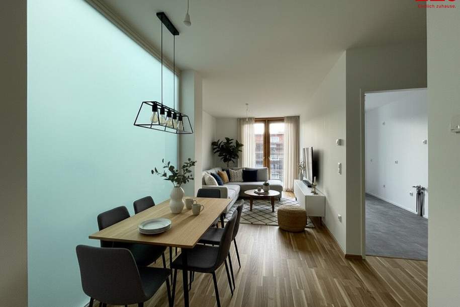 Nachhaltig Wohnen im Grünen - Neubaustandard – Modern ausgestattete helle 2-Zimmer-Wohnung mit Balkon in der begehrten SolarCity-Pichling!, Wohnung-kauf, 210.000,€, 4020 Linz(Stadt)