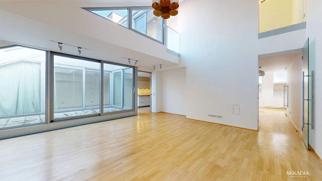 Helle Dachgeschosswohnung mit Terrassen und Blick auf die Karlskirche