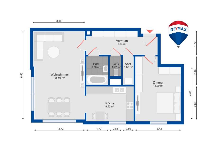 "Helle 2-Zimmer-Wohnung mit Garagenplatz!", Wohnung-miete, 995,00,€, 1100 Wien 10., Favoriten
