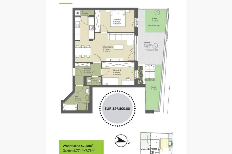 ++ KRITZENDORF ++ DREI Zimmer mit TERRASSE und BALKON, Wohnung-kauf, 329.800,€, 3400 Tulln