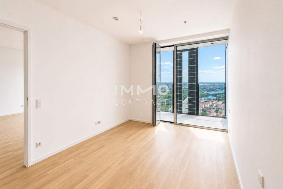 DC2 Tower: 43. Etage - Erstbezug mit 14m2 Loggia – Stilvolle 2-Zimmer-Wohnung, Wohnung-miete, 1.100,00,€, 1220 Wien 22., Donaustadt