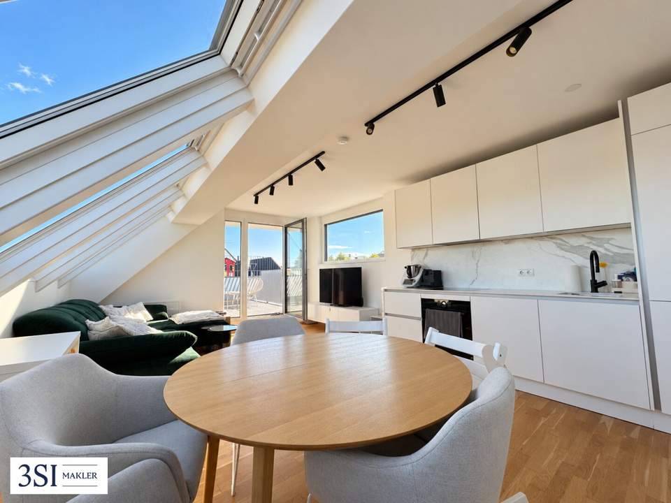 Lichtdurchflutete 3-Zimmer-Dachgeschoss-Maisonette mit großzügigen Terrassen & Panoramablick nahe Alte Donau