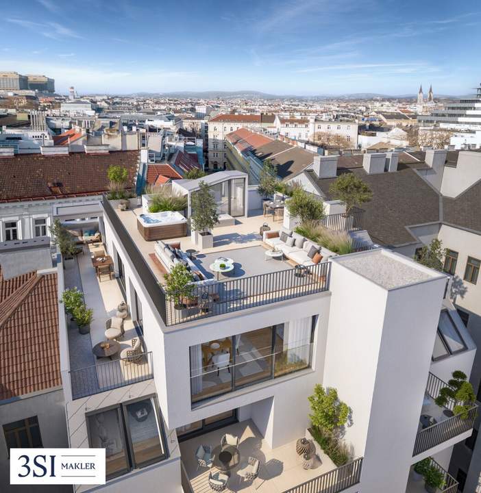 Historischer Charme, moderne Eleganz: Luxus Dachgeschosswohnung auf einer Ebene mit zusätzlicher Sonnenterrasse!