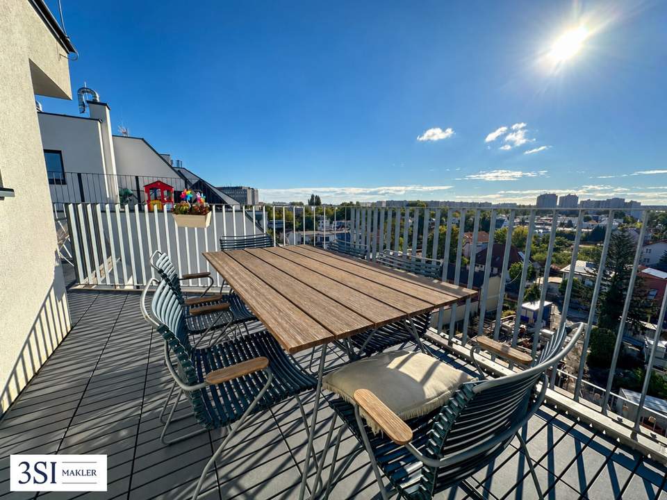 Lichtdurchflutete 3-Zimmer-Dachgeschoss-Maisonette mit großzügigen Terrassen & Panoramablick nahe Alte Donau