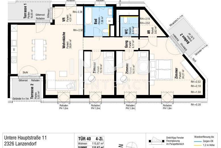 Dachgeschoßwohnung Terrasse und Balkon, Wohnung-kauf, 545.000,€, 2326 Bruck an der Leitha