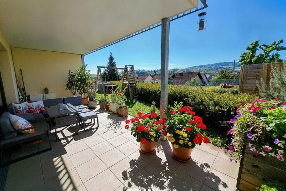 Gartenwohnung mit Fernblick - 81 m² - herrliche Lage im Südosten der Stadt Steyr, Wohnung-kauf, 348.000,€, 4400 Steyr(Stadt)