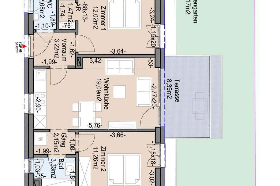 Geförderte Neubauwohnung mit Terrasse und Garten, Wohnung-miete, 812,74,€, 8020 Graz(Stadt)