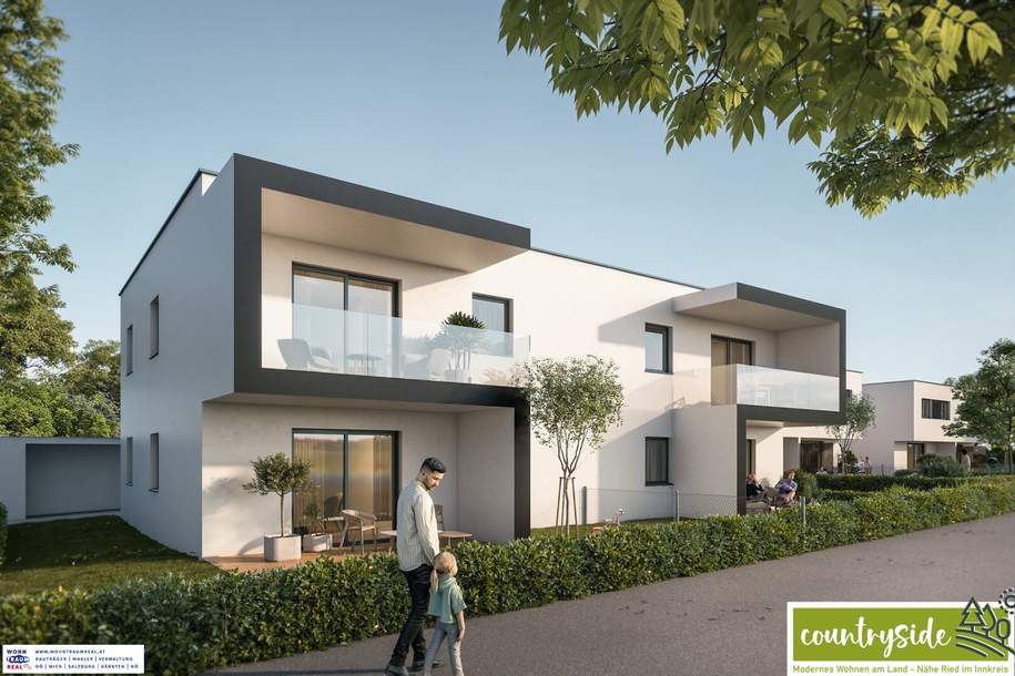 Moderne Eigentumswohnung (Baujahr 2025): 3 Zimmer, Balkon, Garage – NUR NOCH EINE FREI ! BAUSTART ist erfolgt!, Wohnung-kauf, 239.000,€, 4922 Ried im Innkreis