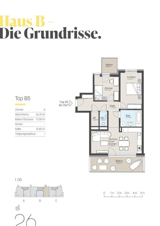 3 Zimmerwohnung mit 2 Balkone und Tiefgaragenplatz ( Coming Soon ab 01.01.2026)