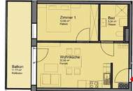 Günstige Neubauwohnung mit MEGA-SÜD-BALKON (11,77m²) nahe Akademiepark